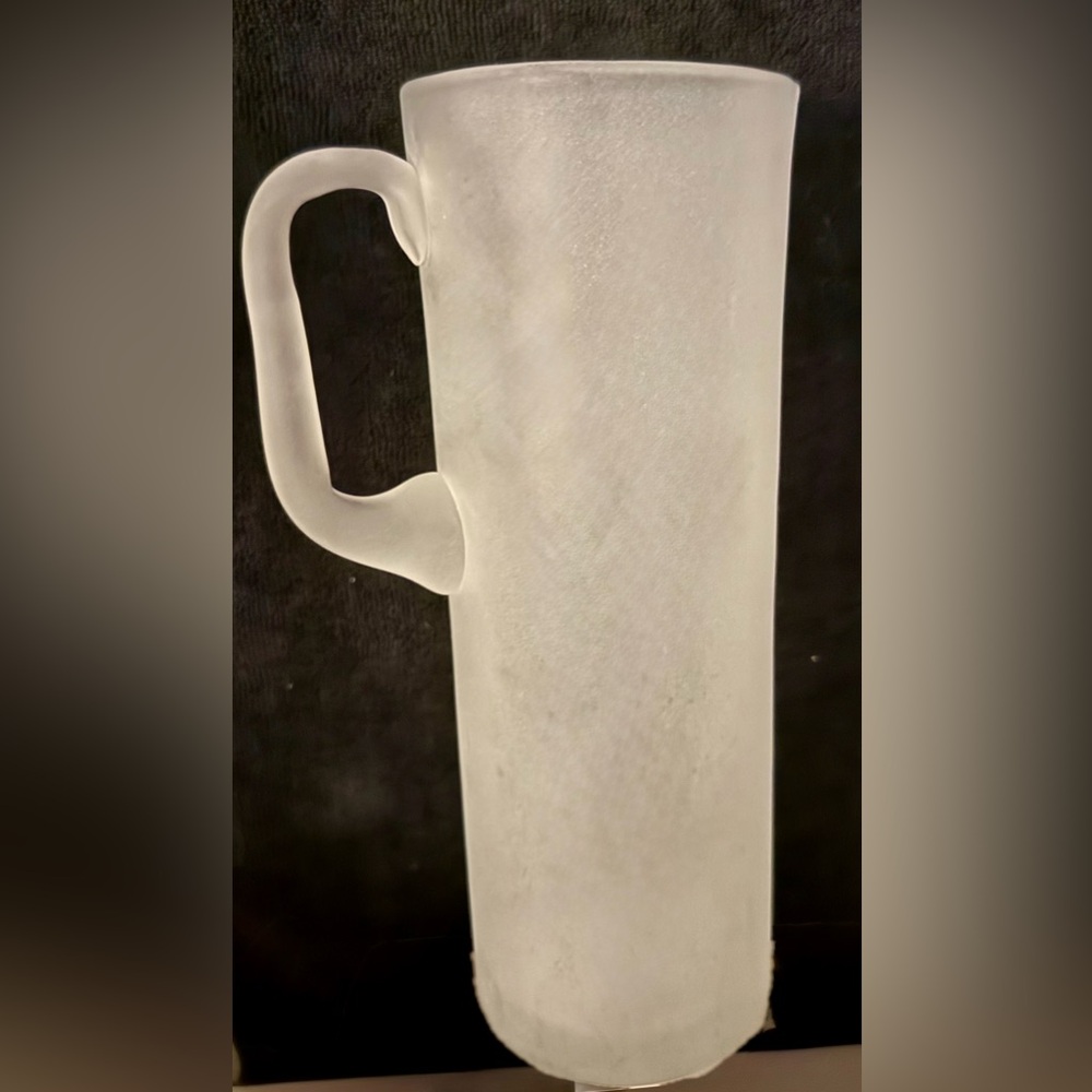 White Frosted Pitcher. 11.75”
